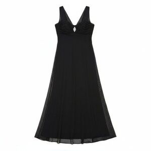 Jones New York Silk Dress Women's 12 Black Midi Black Tie Event Romantic